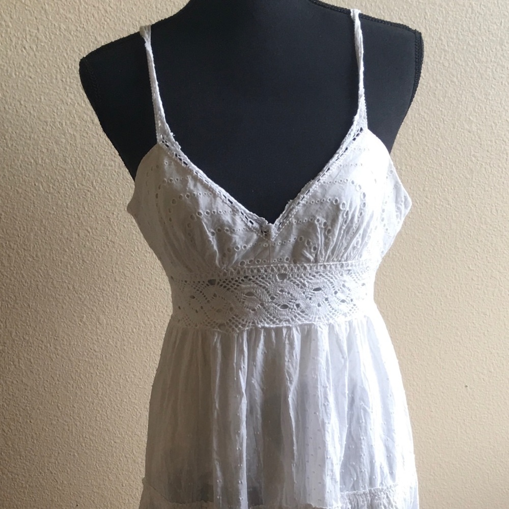 White lace, maxi, spaghetti strap dress